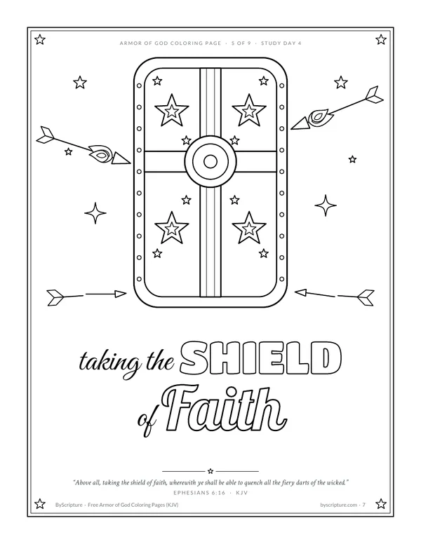 Shield of faith coloring page, Ephesians 6:16 KJV