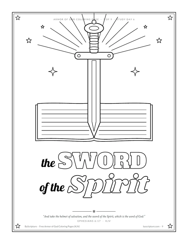 Sword of the Spirit coloring page, Ephesians 6:17 KJV
