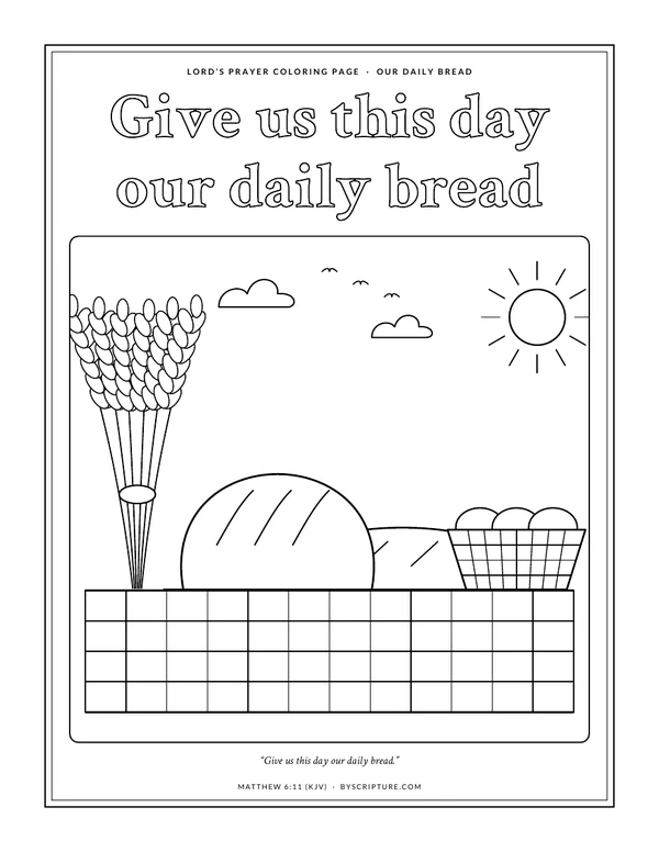 Lord’s Prayer coloring page: Give us this day our daily bread
