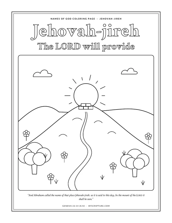 Names of God coloring page: Jehovah-jireh, The LORD will provide